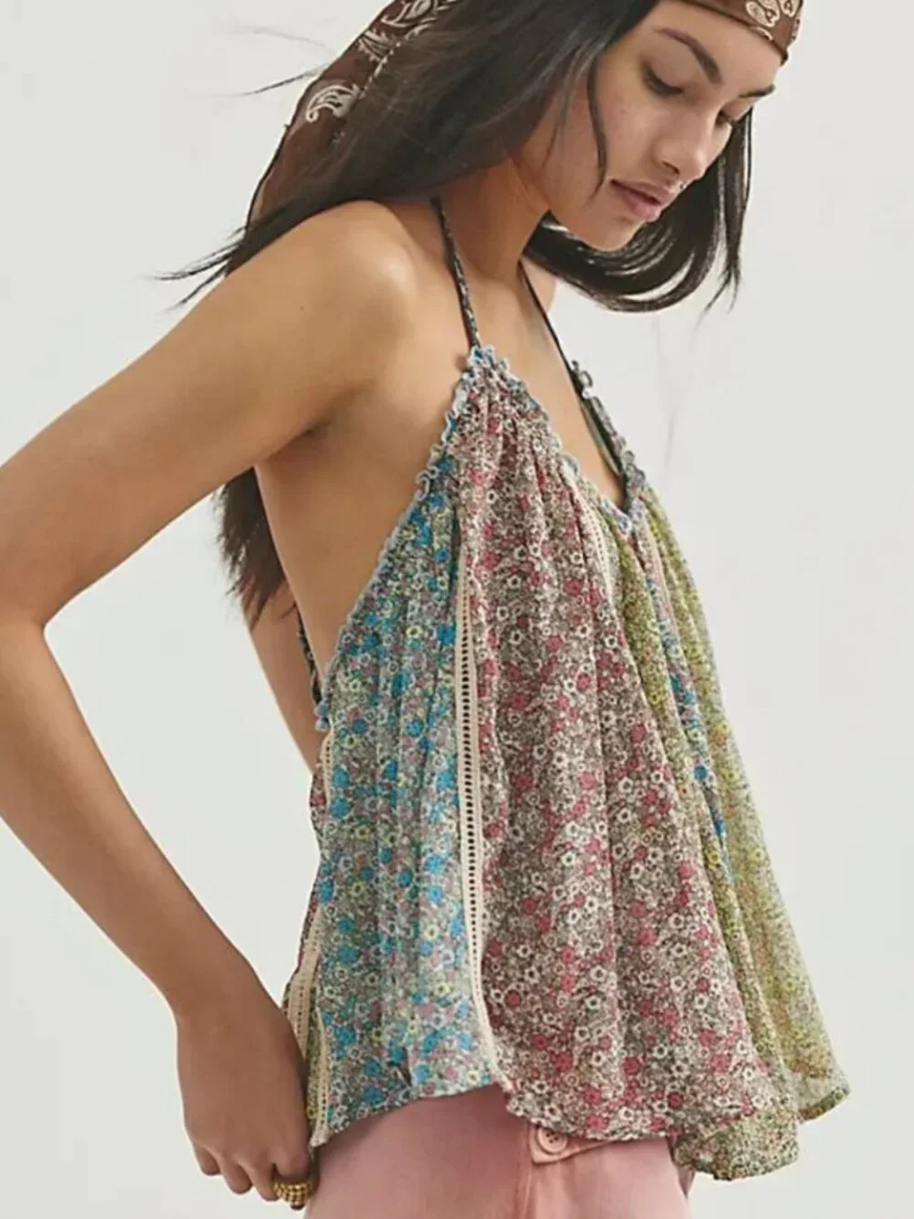 NWT Free People Costa Printed Tank in Candy Combo